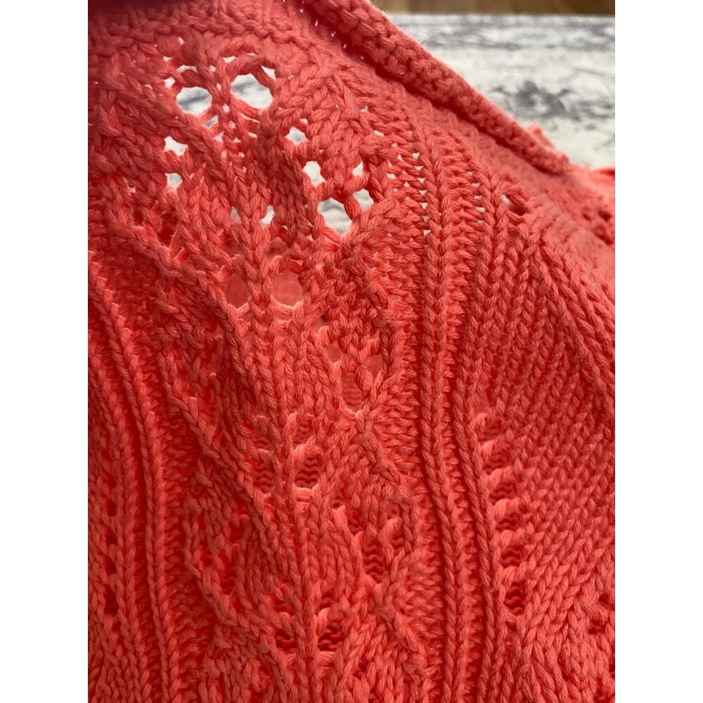 Womens Pink Cable Knit Pullover Sweater Gap X-Large 100% Cotton Crochet Top - Picture 3 of 6